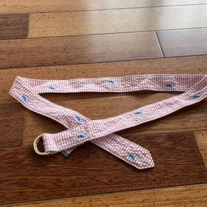 NWOT Pink Seersucker Belt with VV whales
